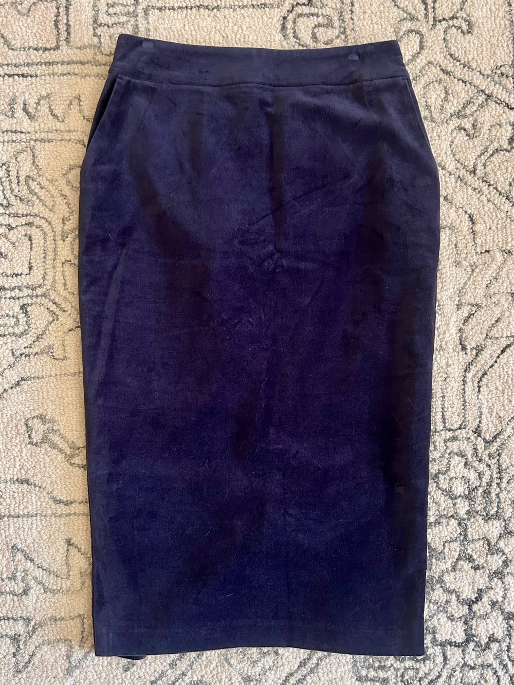 Boden Deep Navy midi length Pencil Skirt, crushed velvet